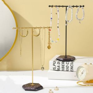 CHARMST T-Style Earrings Display Holder Storage Shelf Stable Base Jewelry Showing Rack Large Capacity Iron Necklace Stand Rings