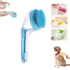 KEBIDUMEI 2 in 1 Pet Bath Brush with Shampoo Dispenser Soft Silicone Dog Cat Grooming Massage Tool Soft Bristles Gentle Massage Shower Brush Pet Supplies