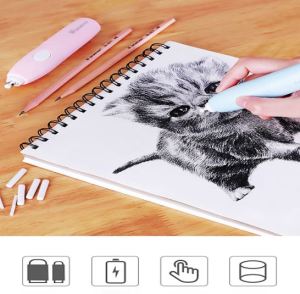 PINK/BLUE Battery Operated Automatic Electronic Eraser Electric Eraser for Kids Sketching Drawing School Stationery