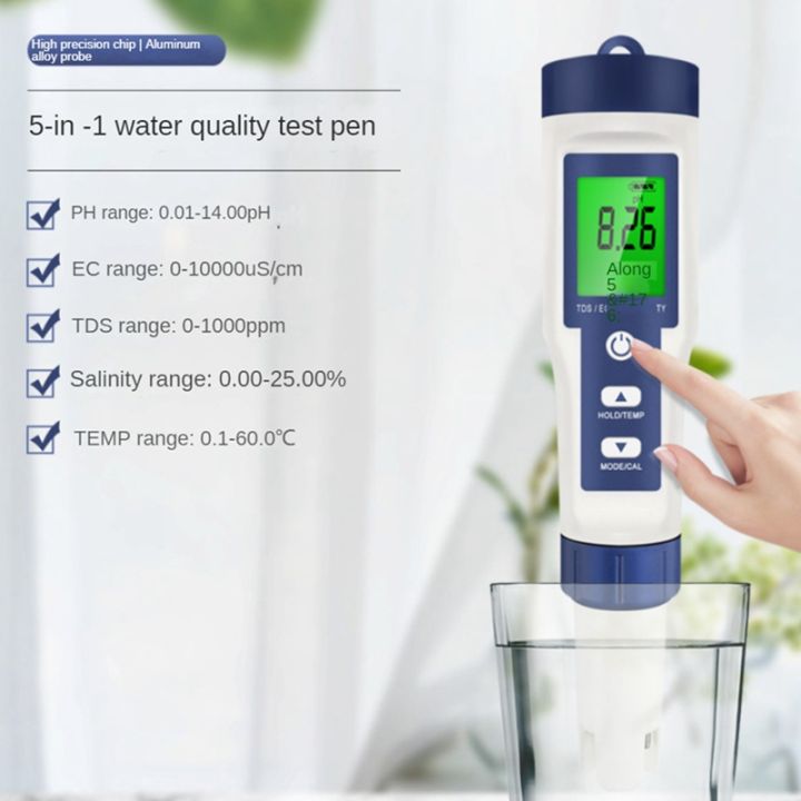 Misuratore Qualità Acqua Meichoon 5 In 1 - TDS, EC, PH, Salinità, Temperatura, Per Acquari, Piscine, Idroponica - Foto 9
