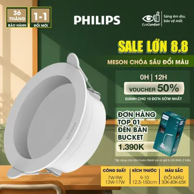 Đèn LED PHILIPS âm trần chóa sâu Meson 7W 9W 13W 17W- đổi màu ánh sáng- Góc chiếu: 90°- Bảo vệ mắt