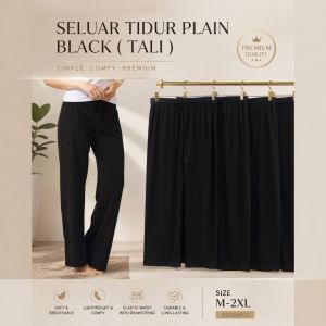 Womens Plain Black Sleep Pants Soft Lounge Pajama Bottoms Drawstring Waist Home Wear M-2XL