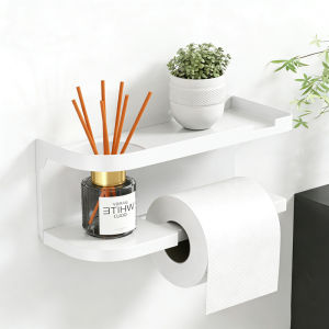 Punch-free Toilet Double-Layer Storage Roll Paper Rack Multi-Functional Wall Mount Paper Towel Rack