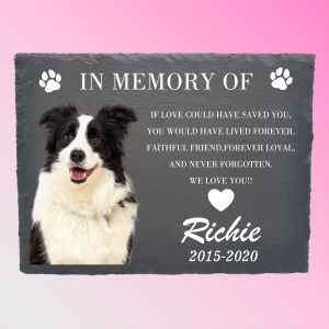 Personalized Handcrafted Rectangular Natural Slate Pet Memorial Plaque - Custom Engraved Keepsake For A Beloved Pet Durable Outdoor Memorial Stone Home Decor Pet Supplies