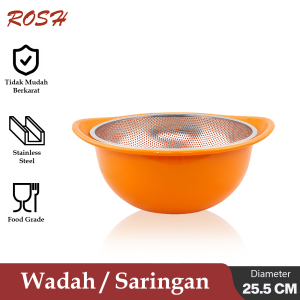 ROSH Wadah / Saringan Buah Stainless Steel 25.5 CM Fruit Colander Serbaguna ROS-PR-FCC25.5 Orange