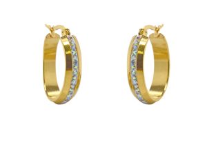 Blief Plus+ QPP Shinning Rainbow Dotted Patterned Hoop Earrings Classic 24 Karat Gold or Medical Grade Stainless Steel Subang Telinga