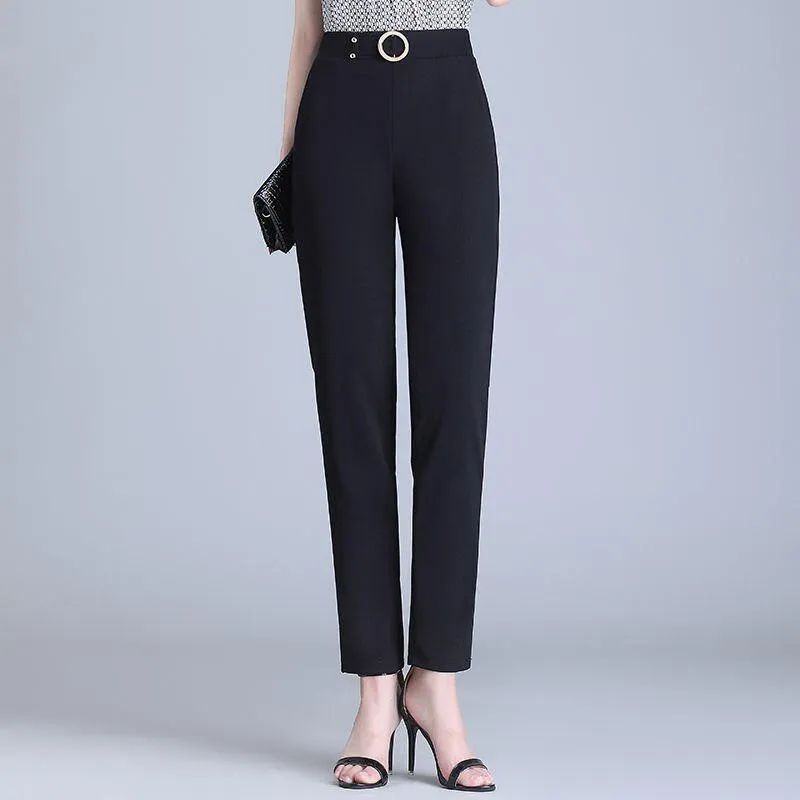 S-4XL Women Pants Suit Office Lady Spring Summer Autumn Fashion Casual  Formal Slim Straight Pencil Pants Plus Size Black Khaki White Blue