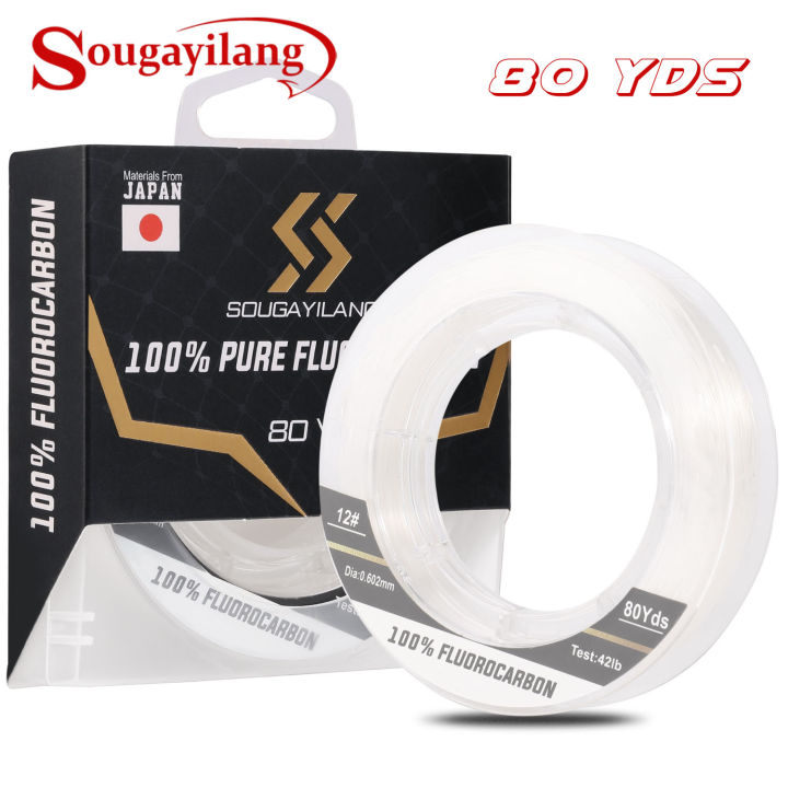 Sougayilang Line Leader 100% Sink Fluorocarbon Fishing Line 80 YDs  0.14mm-0.813mm Raw Material From Japan