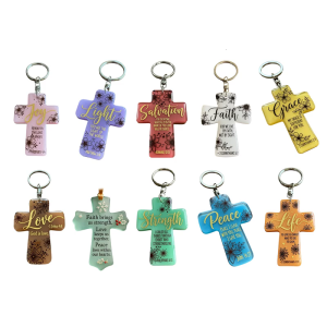 None Tarnish Acrylic Crossing Keychain With Uplifting Message Versatile Key Holder For Vehicles Bags Daily Essential