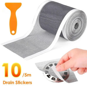 Cutable Shower Drain Hair Catcher Self-Adhesive Floor Drain Stickers Disposable Mesh Sink Strainer Filter Sticker