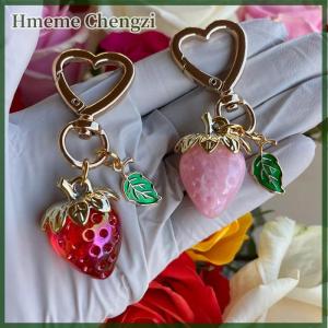 Hmeme Sweet Strawberry Colorful Phone Chain Handmade Keyring Bag Pendant For Women Gifts