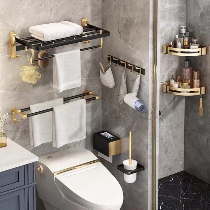 MEIDOO Bathroom Rack Shelf Aluminum Toilet Rack Black Gold Towel Rack