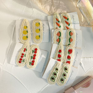 DAYUANDIAN 2 Pcs Cherry Strawberry Sweety Hairpin Fruit Knitted Hair Clip Bang Side Hair Clamp Hair Accessories Headwear