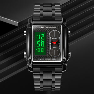 SKMEI NEW Fashion Watch  For Men Leather Mouse LED Luminous Date Watch Dual Display Electronic Watch 1868