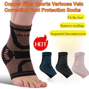 🔥Hot Sale🔥 Calf Ankle Guards Nylon Copper Fiber Knitted Breathable Ankle Guards Nylon Knit Breathable Sleeve With Ion Technology For Sports Protection Plantar Fasciitis Relief Sock Basketball Ankle Protection Copper Ankle Support Sports Ankle Brace