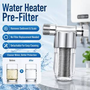 Hot Water Heater Pre Filter High Temperature Resistant Shower Heater Water Filter Bathroom Sediment Filtration Inline Filter