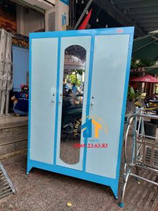 Tủ sắt 3 cánh ngang 1m2 cao 1m8 màu xanh dương