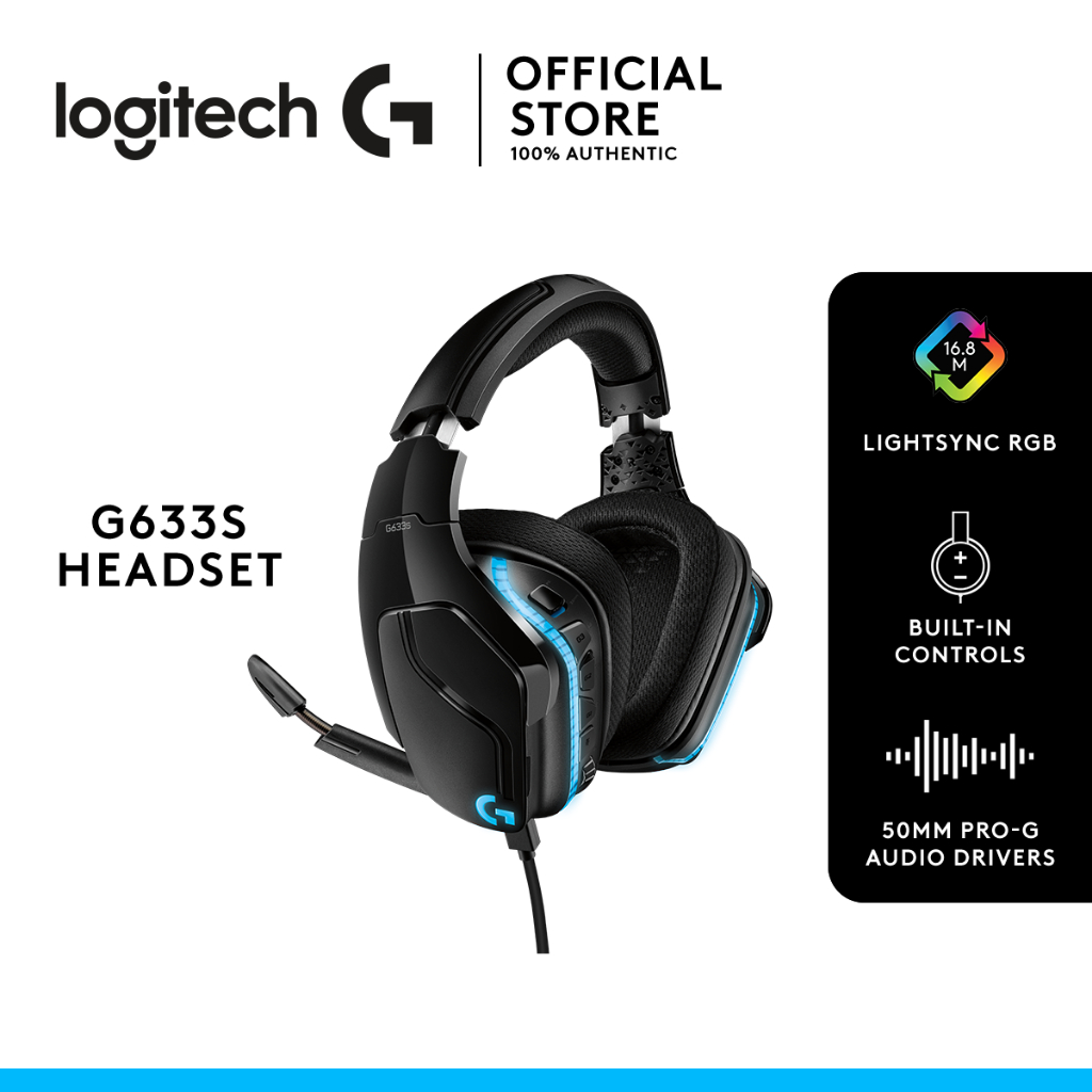 Logitech Gaming Headset G633s 7.1 Lightsync 7.1 Dolby Surround Sound for PC, Xbox One and PS4