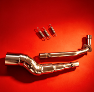 Honda XRM 110 stainless elbow on Akrapovic 370mm with silencer