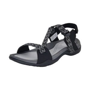 GRITION Black Womens Outdoor Sandals - Triple-Padded Freedom Hybrid Sole Tech Arch Support Tropical-Proof Durability - Footwear Summer