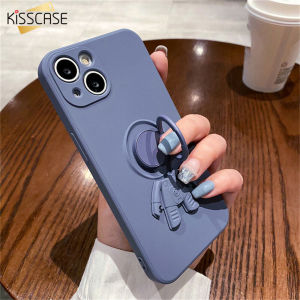 【Ring Bracket】KISSCASE Creative Cute Liquid Silicone Astronaut For iPhone 14 Pro Max 14 Pus 13 12 11 XR XS Max X Rotate Holder Back Phone Case
