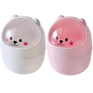 LUXEMO Flip Lid Desktop Trash Can Waterproof Colorful Small Garbage Can Humanized Smudge-proof Wastebasket with Lid OfficeBedroomDorm