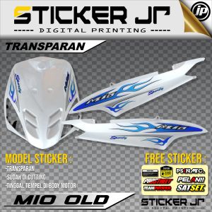 Stiker motor variasi Mio Sporty Api Bahan Transparan Sudah Cutting
