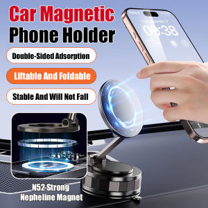 Double-sided Magnetic Car Phone Holder MagSafe Ultra Vacuum Suction Cup Foldable Phone Mount 360° Rotation Cell Phone Holder