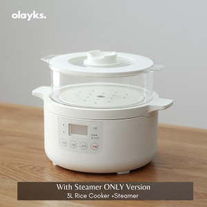 Olayks 5-in-1 Multi-Function Rice Cooker with Steamer and 24-Hour Timer (2L/3L) - 1300W High Heat Power Ceramic Glaze Inner Pot Malaysia Plug