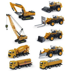 10 Styles Alloy Engineering Car Truck Toys Crane Bulldozer Excavator Forklift Vehicle Assembly Model Diecast Car Toys for Kids Boys Gift
