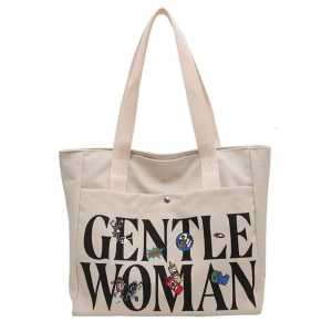 Beg Sandang Wanita Kanvas Kapasiti Besar Beg Tote Women Simple Canvas Shoulder Bag Large Capacity Sling Bag