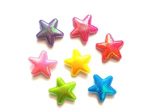 50 pcs felt or foil Star Padded Appliques mix colors size 25 mm for crafts