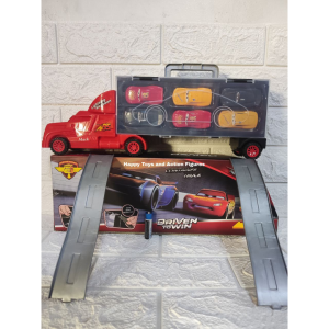 CWVS CARS MACK TRUCK TOY MCQUEEN WITH 6 PIECES CARS INSIDE TOY CAR FOR KIDS