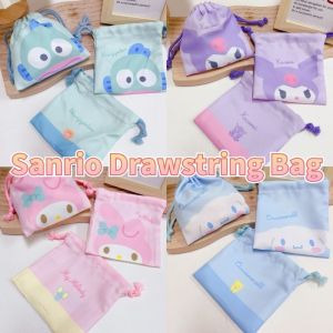 Sanrio Hello Kitty Storage Bag Cartoon Kuromi My Melody Pochacco Make Up Sundry Organise Drawstring Bags Portable Handbag Girls Gifts