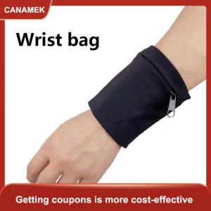 【CANAMEK】 1PC dây kéo chạy Túi Trọng lượng nhẹ cổ tay Ví Pouch cho điện thoại thẻ chìa khóa sweatband phòng tập thể dục thể dục thể thao đi xe đạp dây đeo cổ tay Túi