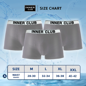 INNERCLUB บ๊อกเซอร์ชาย AirFlow Silver (แพค 6 ตัว) สีเทาล้วน M-XXL