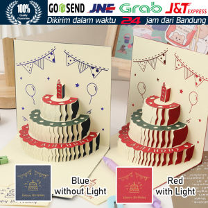 3D Pop Up Kartu Ucapan Ulang Tahun Dengan Lampu Happy Birthday Greeting Card