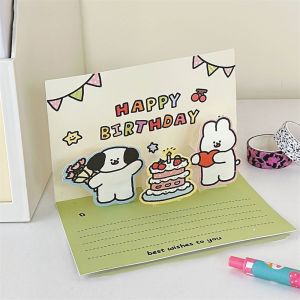 MIRACLE HOME STORE 3D Dog Birthday Card Cartoon Cute Greeting Card Postcard Three-dimensional Puppy Gift Card Student