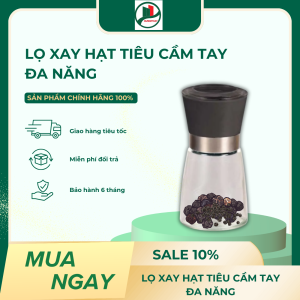 Lọ xay hạt tiêu cầm tay siêu nhanh Cối Xay Tiêu Kiêm Đựng Tiêu Đa Năng Bằng Thủy Tinh
