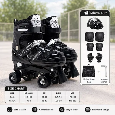 Roller Skate Shoes For Kids Adjustable Skate Shoes Roller Skate Double Row 4-Wheel For Beginner