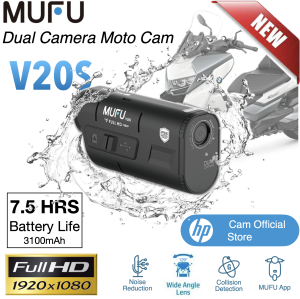 MUFU V20S Moto Cam Dual 2 channel Motorcycle Camera 1080P Built-in WiFi GPS and G-Sensor Wide Angle Night Vision