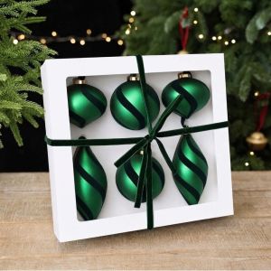 YINGXING 6PCS/SET Glitter Christmas Hanging Ball Colorful Painting Plastic Christmas Tree Hangers Party Supplies Exquisite Xmas Finial Ball Pendants Home Decor