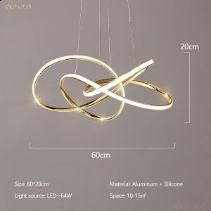 Gold Finished Nordic Modern LED Chandeliers Geometric Line Lamp For Kitchen  Living Dining room lustre pendente Hanging Lamp