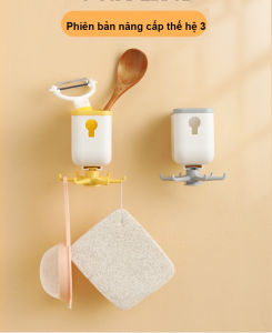 Móc treo dụng cụ nhà bếp xoay 360 độ đa năng dán tường