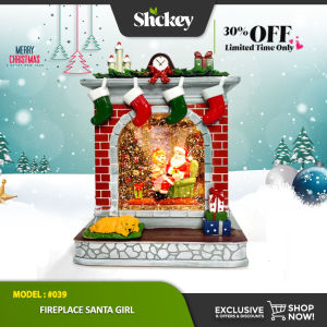 SCHKEY l #039 Christmas Fire Place Santa Girl Water Glitter Snow Globe Festive Decoration