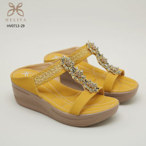 HELIVA ERIN Sandal Wedges Wanita Aksen Bunga Mewah Sol 6cm HV0713-29