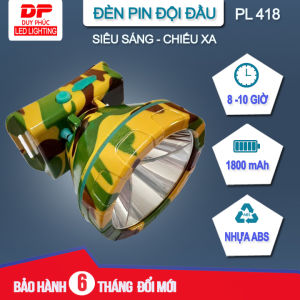 Đèn pin đội đầu led siêu sáng 100w kín nước PL 418 – pin dung lượng cao câu cá cắm trại