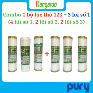 Combo 6 Lõi Lọc Thô KANGAROO Gồm 3 Lõi Số 1 + 1 Bộ 123 Chính Hãng (PP 5M Active Carbon PP 1M)