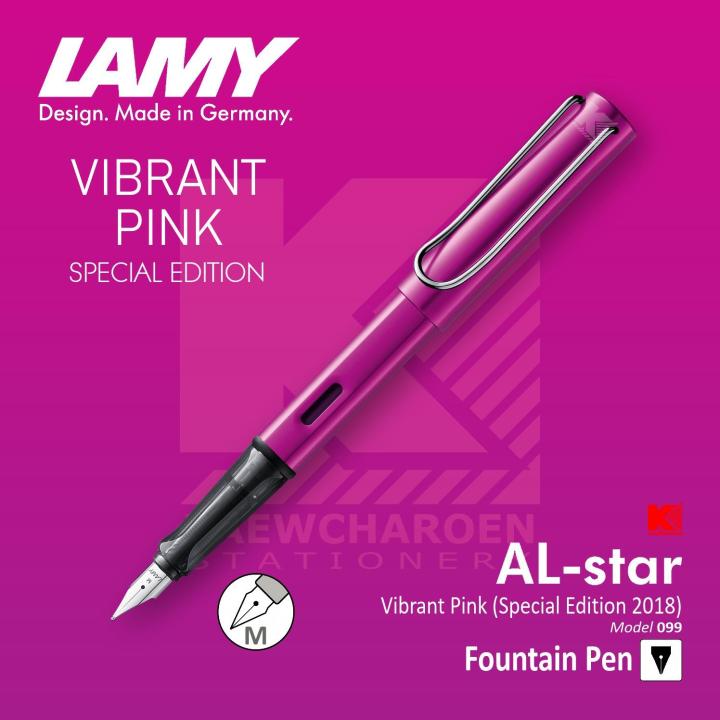 Roller Lamy Vibrant Pink Stylo Roller Lamy AL-Star Vibrant Pink - Édition Limitée 2018 - Pointe 0.7mm - Recharge Bleue Incluse - Fabriqué En Allemagne Cadeau écriture Design