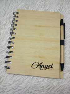 Personalized Bamboo Notebook | with Individual Plastic | Laser Engraved